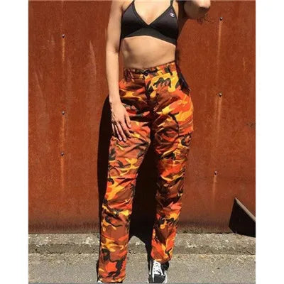2021 Streetwear Camouflage Pants Hip Hop Cargo Pants Women High Waist Sweatpants Boyfriend Trousers Camo Pants Pantalon Femme