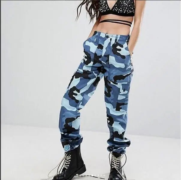2021 Streetwear Camouflage Pants Hip Hop Cargo Pants Women High Waist Sweatpants Boyfriend Trousers Camo Pants Pantalon Femme