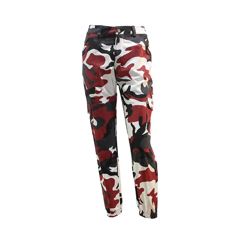 2021 Streetwear Camouflage Pants Hip Hop Cargo Pants Women High Waist Sweatpants Boyfriend Trousers Camo Pants Pantalon Femme