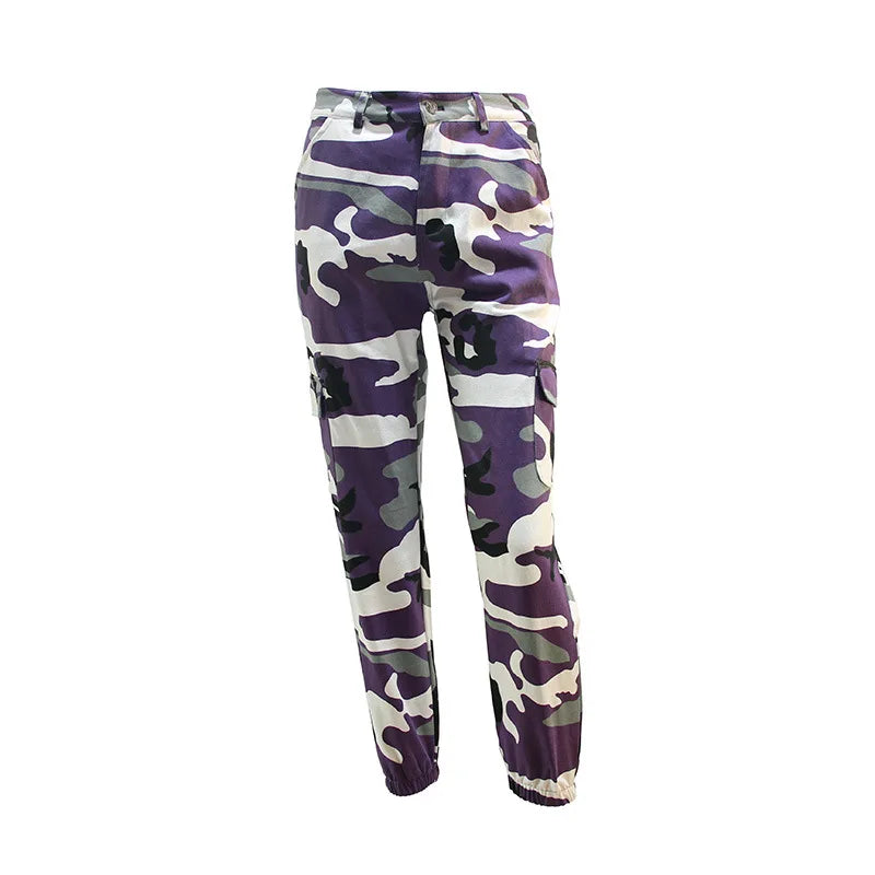 2021 Streetwear Camouflage Pants Hip Hop Cargo Pants Women High Waist Sweatpants Boyfriend Trousers Camo Pants Pantalon Femme