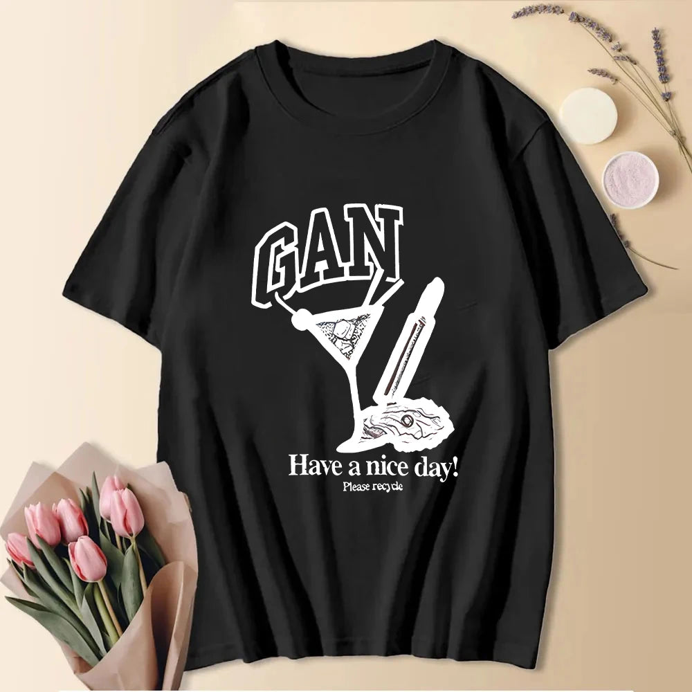2024 Cute Summer Fashion Short Sleeve Cooton T-Shirts Letter Printed Tees Women Cresw Neck Tops Funny Animals Shirt Rabbit Shirt