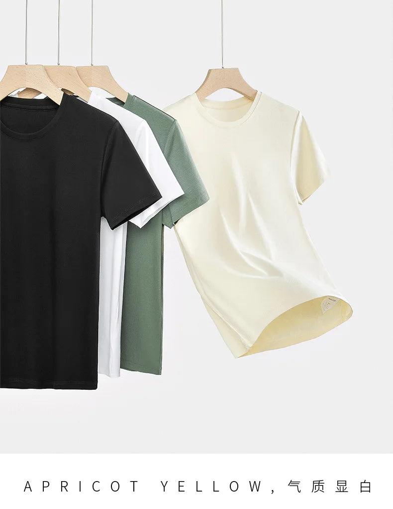 100% Pima Cotton T Shirt Men 14 Color Short Sleeved Tshirt White Round Neck Brand High Quality Mens Tee Shirts Black Summer new