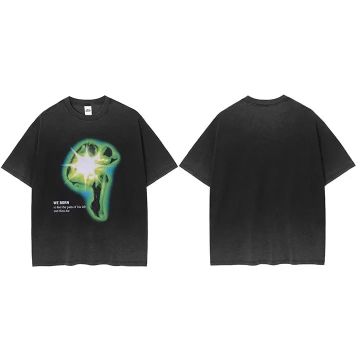 2024 Men Washed Black T-Shirt Hip Hop Streetwear Oversized Graphic T Shirt Cotton Harajuku Vintage Tshirt Unisex Tops Tees Y2K