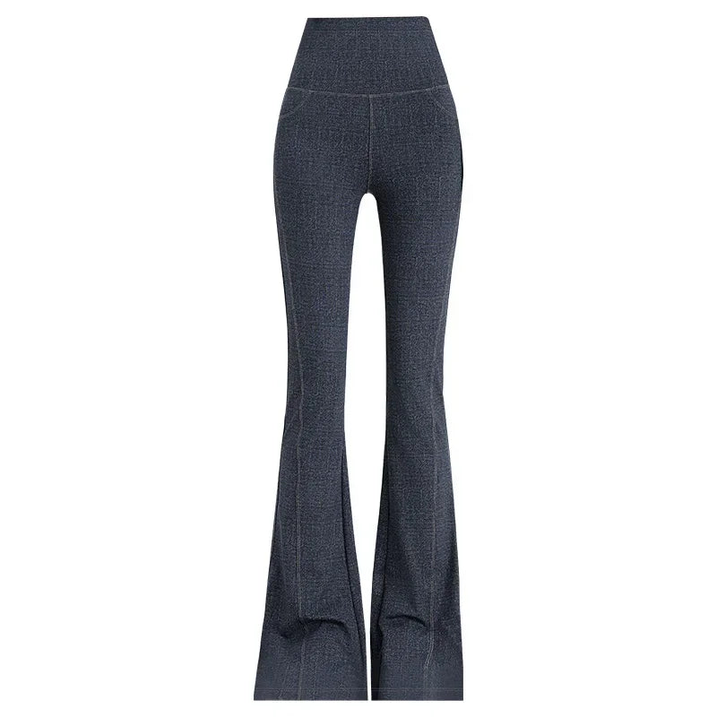 2024 New Women's Denim Shark Pants Outerwear Thin Leggings Bell-Bottom Tummy Control Underwear Summer Fashion