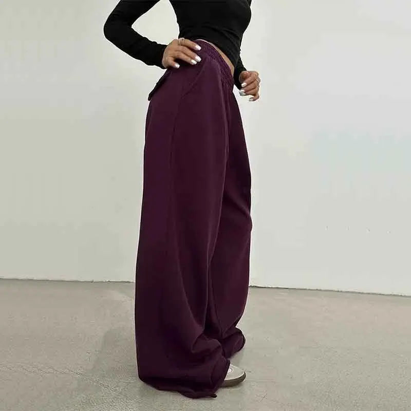 100% Cotton Loose Wide Leg Pants Women Fall Fashion Japanese High Waist Drawstring Casual Sweatpants Y2K Hip Hop Streetwear New
