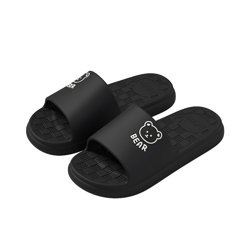 ZHIDA Fashion Women's Slippers Indoor Bathroom Soft Sole EVA Men Cartoon Bear Print Slides Summer Outdoor Couple Cool Shoes
