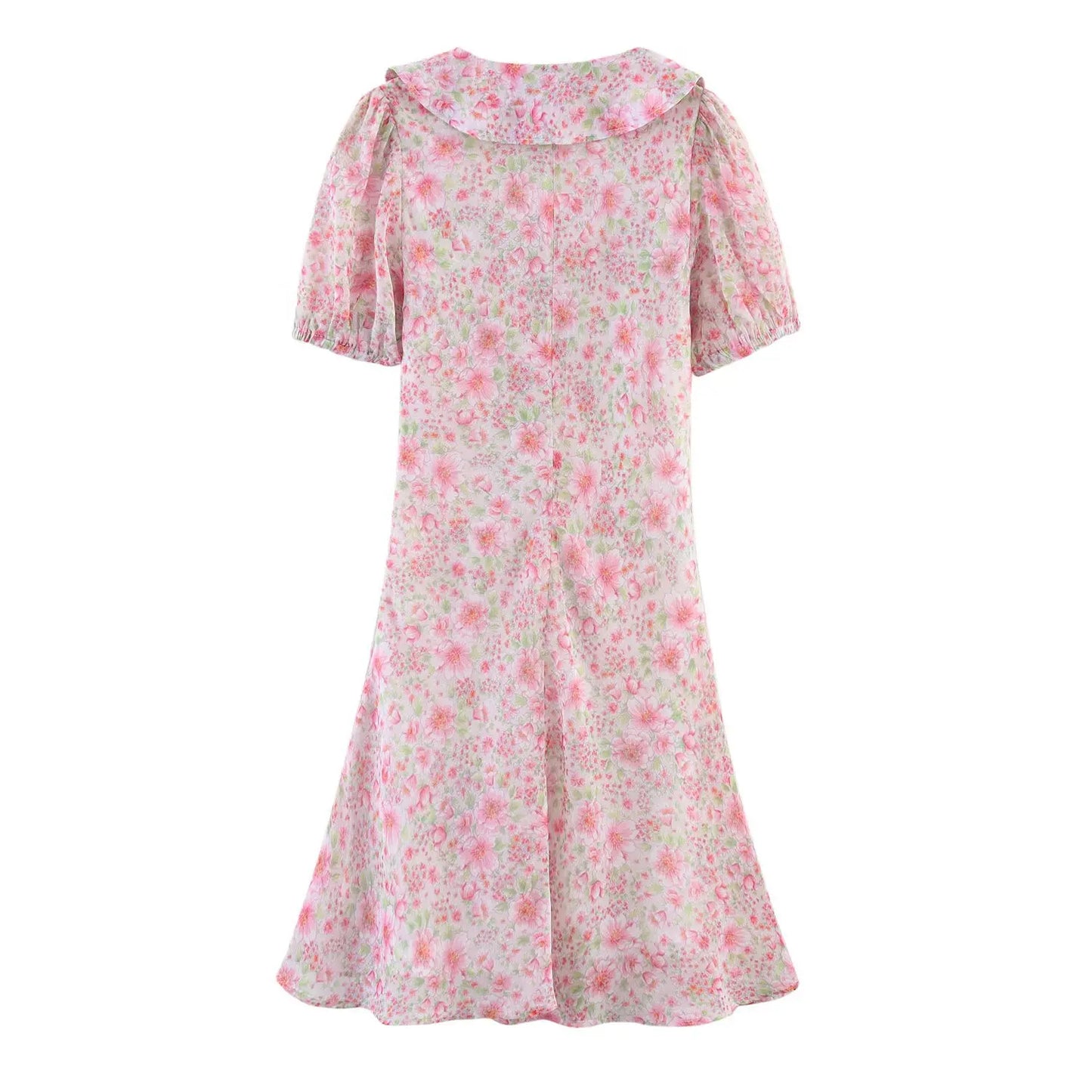 ZBZA women's floral print dress Peter Pan collar short sleeves tie A-line mini skirt spring summer new casual chic short skirt