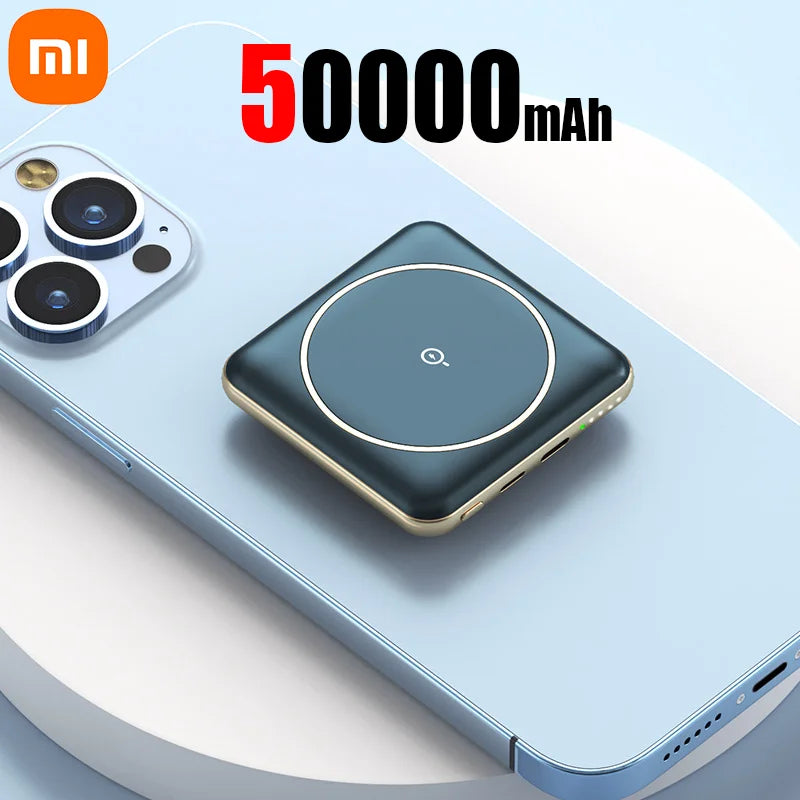 Xiaomi 50000mAh Power Bank Mini Magnetic Wireless Powerbank Fast Charging Thin External Battery For iPhone Huawei Samsung