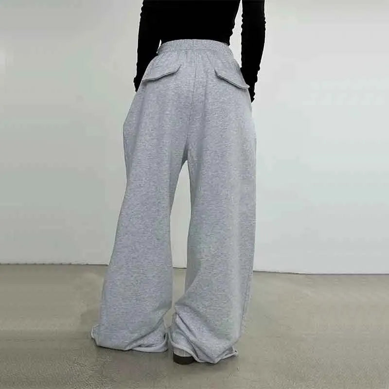 100% Cotton Loose Wide Leg Pants Women Fall Fashion Japanese High Waist Drawstring Casual Sweatpants Y2K Hip Hop Streetwear New