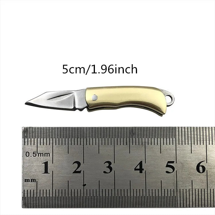 1pc Brass Folding Knife Pocket Keychain Vintage Copper Knife Pendant Outdoor Tools Gift Unpacking Mini Pocket Knives Accessories