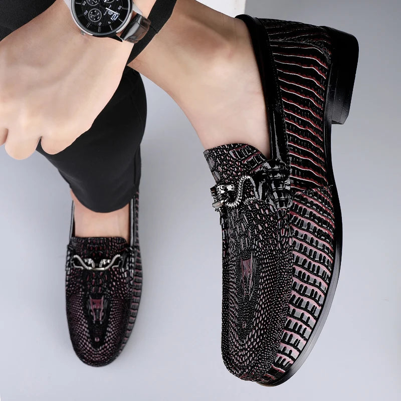 Trendy Brand Men's Genuine Leather Shoes Luxurious Banquet Dress Shoes Men's Low Top Loafers Casual Walking Shoes Big Size:36-47
