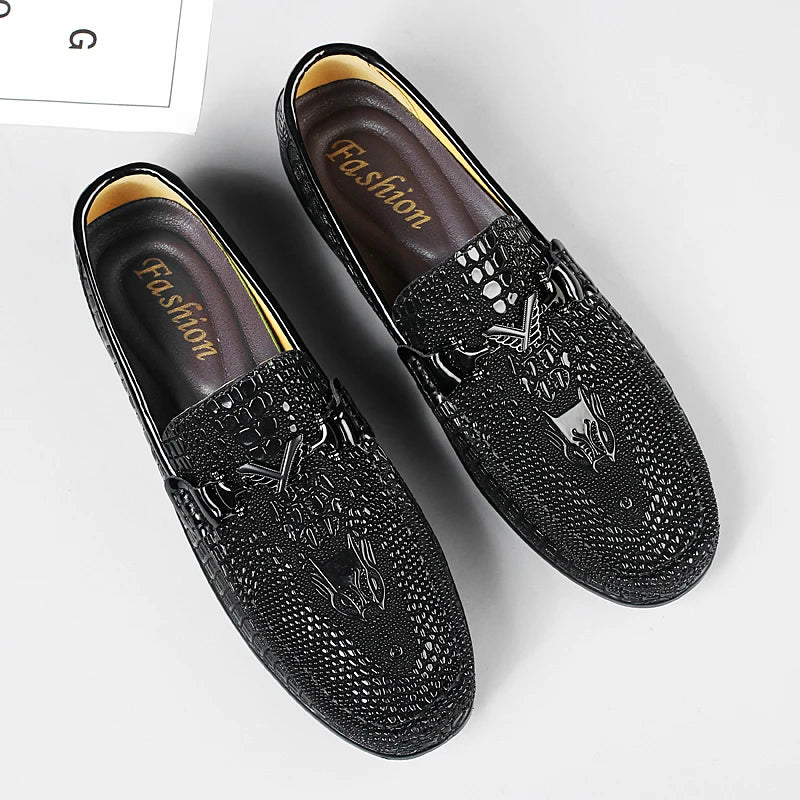 Trendy Brand Men's Genuine Leather Shoes Luxurious Banquet Dress Shoes Men's Low Top Loafers Casual Walking Shoes Big Size:36-47