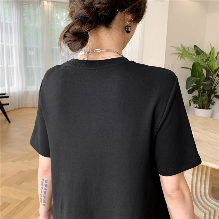 2023 Summer New Korean style dress Short Sleeve Dress Long Large