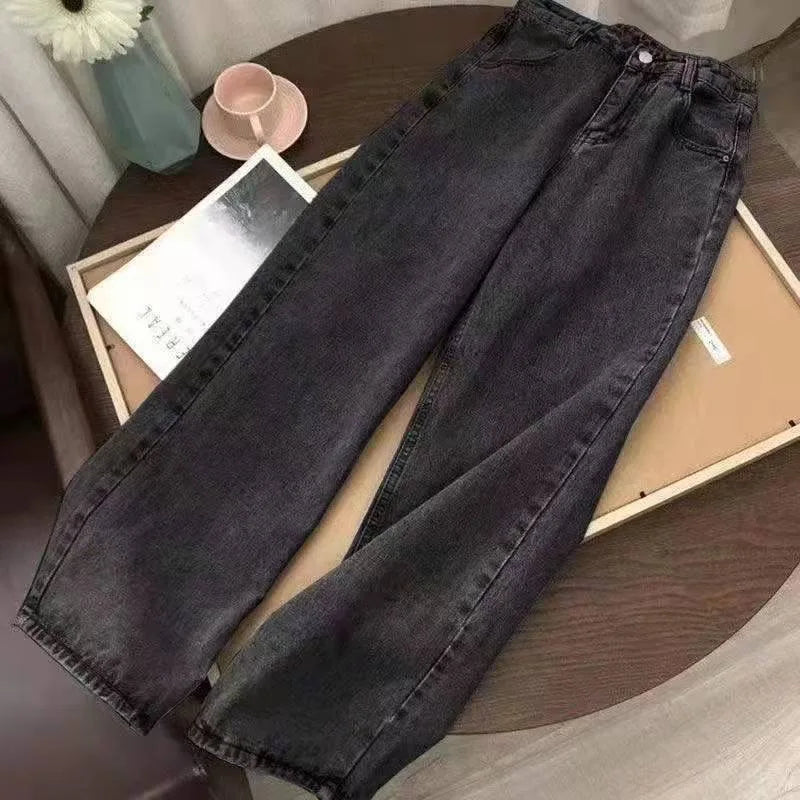 Y2k Vintage Jeans Women's Clothing Embroidered Casual Hip Hop Street Denim Pants Harajuku High Waist Straight Leg Wide Leg Jeans