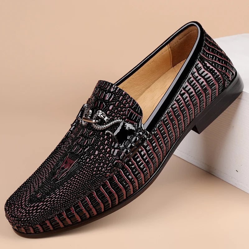 Trendy Brand Men's Genuine Leather Shoes Luxurious Banquet Dress Shoes Men's Low Top Loafers Casual Walking Shoes Big Size:36-47