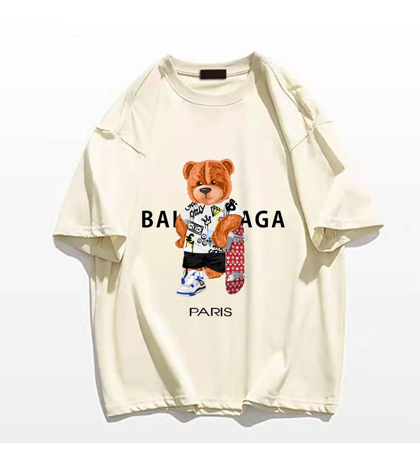 100%Cotton Women's T-Shirt for Women Bear Letter Printing Short Sleeve Summer Top Quality Luxury Brand Tees Female Streetwear