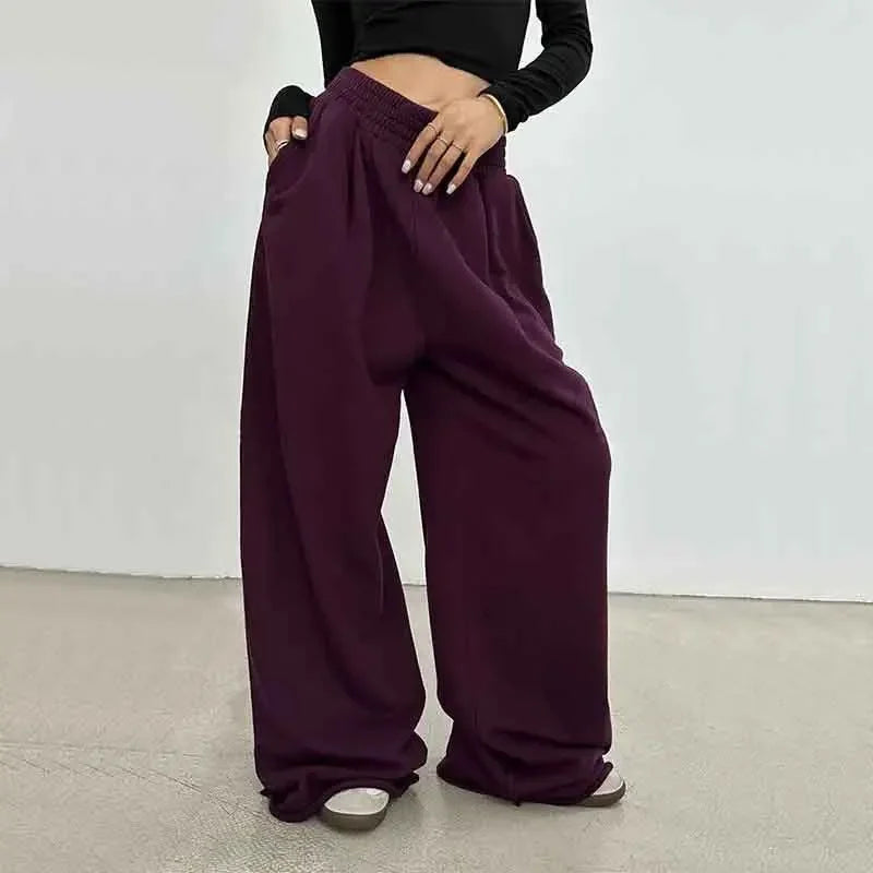 100% Cotton Loose Wide Leg Pants Women Fall Fashion Japanese High Waist Drawstring Casual Sweatpants Y2K Hip Hop Streetwear New