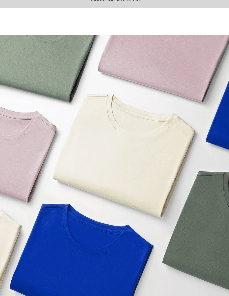 100% Pima Cotton T Shirt Men 14 Color Short Sleeved Tshirt White Round Neck Brand High Quality Mens Tee Shirts Black Summer new