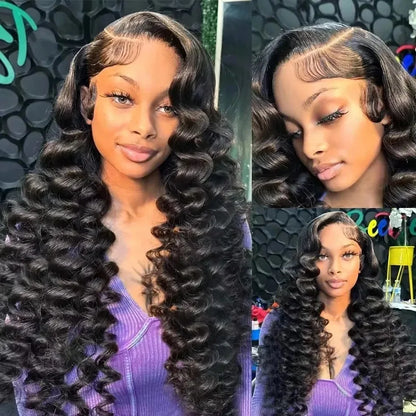 YKB 30 40 Inch 13x6 HD Lace Frontal Curly Wigs Human Hair 13x5 Lace Front Loose Deep Wave Raw Wig Brazilian For Women 200Density