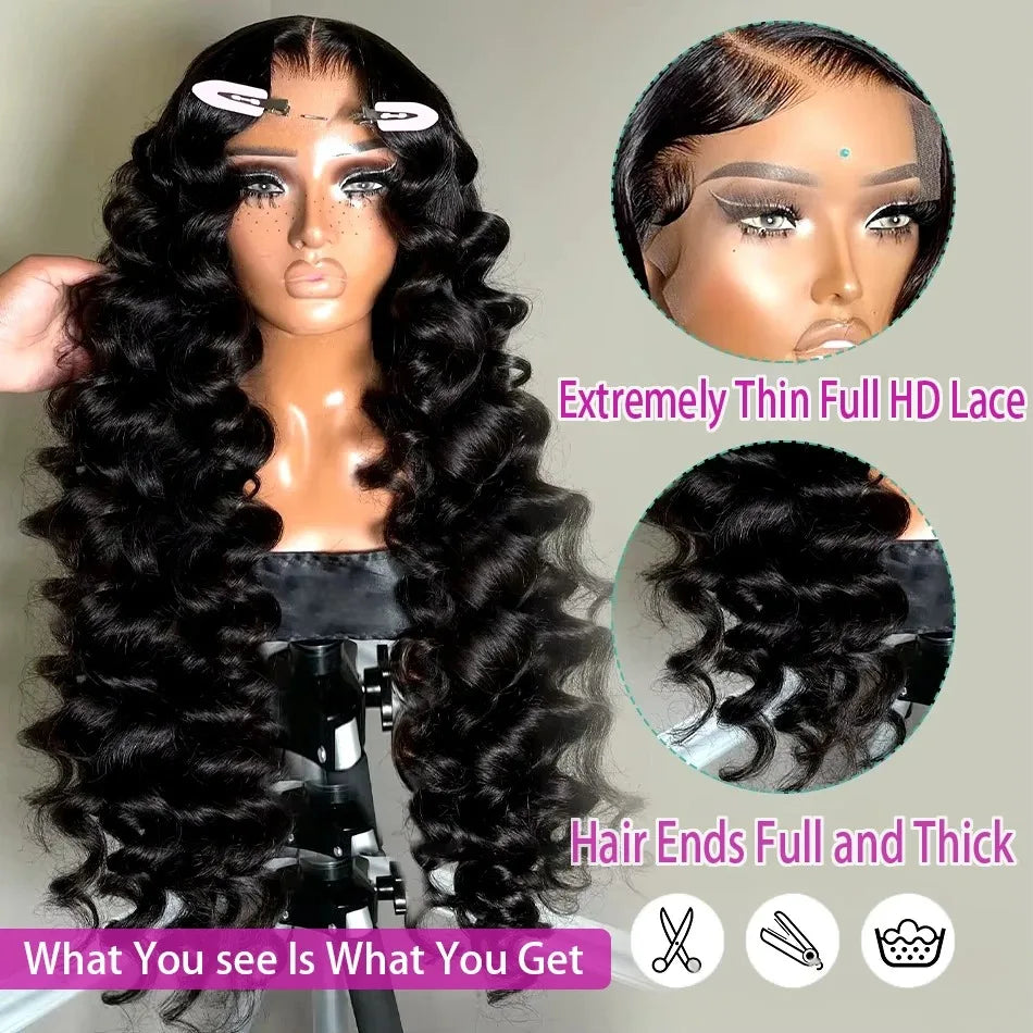 YKB 30 40 Inch 13x6 HD Lace Frontal Curly Wigs Human Hair 13x5 Lace Front Loose Deep Wave Raw Wig Brazilian For Women 200Density