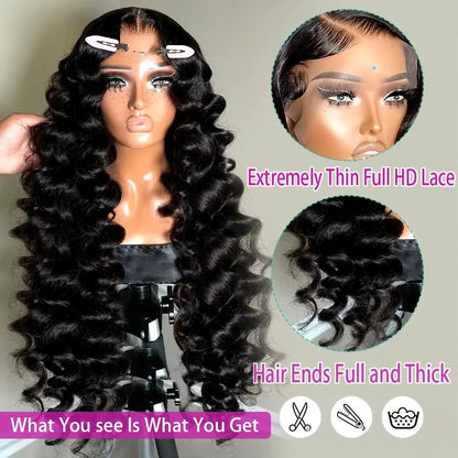YKB 30 40 Inch 13x6 HD Lace Frontal Curly Wigs Human Hair 13x5 Lace Front Loose Deep Wave Raw Wig Brazilian For Women 200Density
