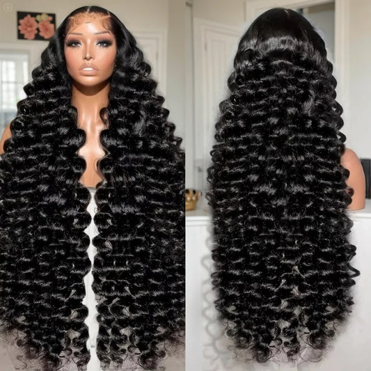 YKB 30 40 Inch 13x6 HD Lace Frontal Curly Wigs Human Hair 13x5 Lace Front Loose Deep Wave Raw Wig Brazilian For Women 200Density