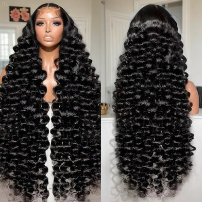 YKB 30 40 Inch 13x6 HD Lace Frontal Curly Wigs Human Hair 13x5 Lace Front Loose Deep Wave Raw Wig Brazilian For Women 200Density