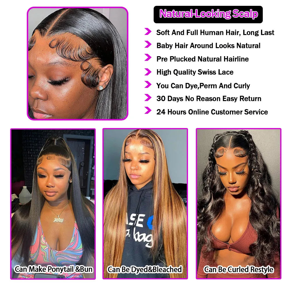 250 Density 360 Full Hd Lace Front Human Hair Wig 13X6 Straight Frontal Wigs For Women Pre Plucked Glueless Wig Ready To Wear