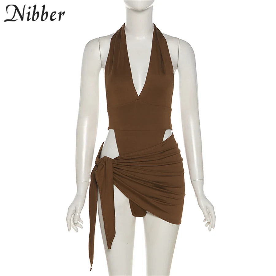 Nibber Sexy Beach Vacation Wear Basic Bikini Bodysuit Skirts 2 Two Piece Sets For Women's Clothing Suits  Swimsuit Female 2024