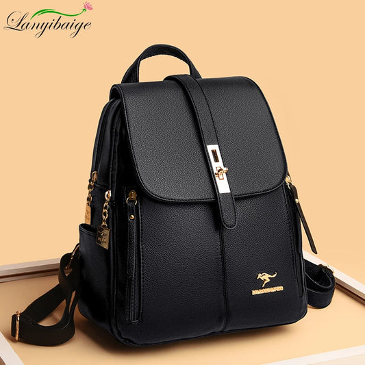 Women Large Capacity Backpack Purses High Quality Leather Female Vintage Bag School Bags Travel Bagpack Ladies Bookbag Rucksack