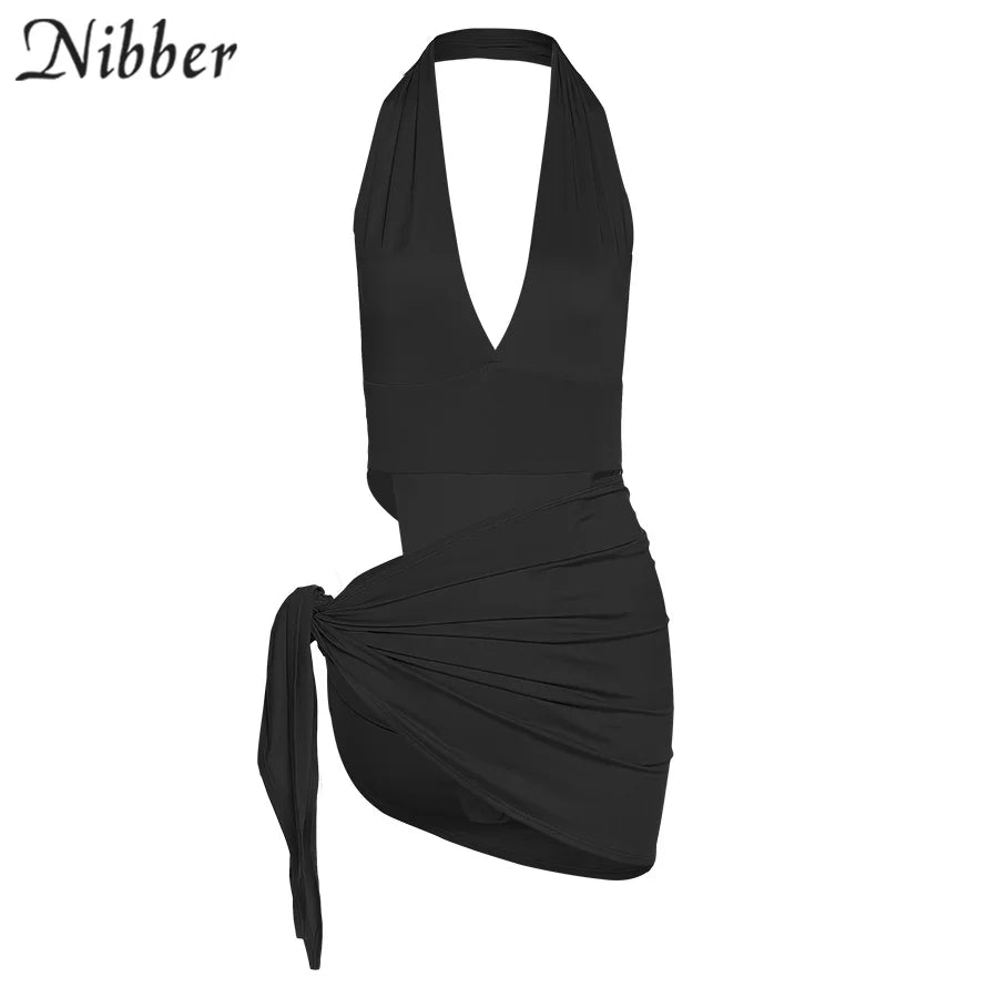 Nibber Sexy Beach Vacation Wear Basic Bikini Bodysuit Skirts 2 Two Piece Sets For Women's Clothing Suits  Swimsuit Female 2024