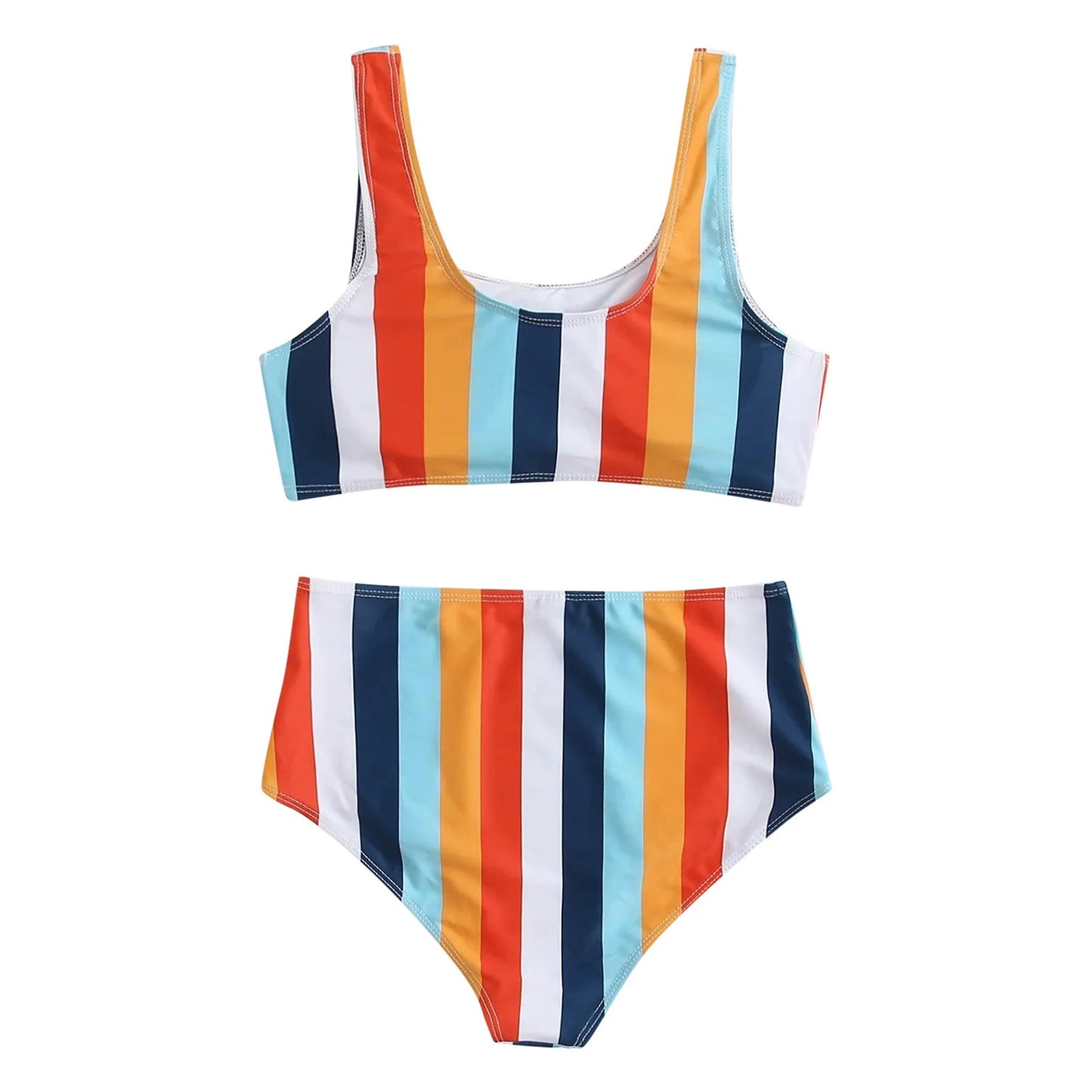 Sexy Striped Swimwear Women 2025 Push Up High Waist Bikini Halter Bikini Set Hollow Out Print Bathing Suit Two Piece Swimsuit