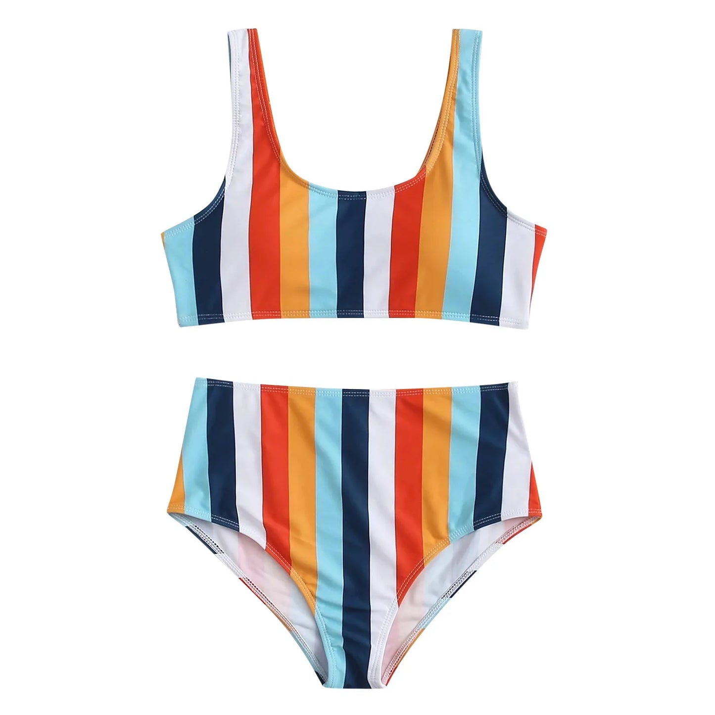 Sexy Striped Swimwear Women 2025 Push Up High Waist Bikini Halter Bikini Set Hollow Out Print Bathing Suit Two Piece Swimsuit