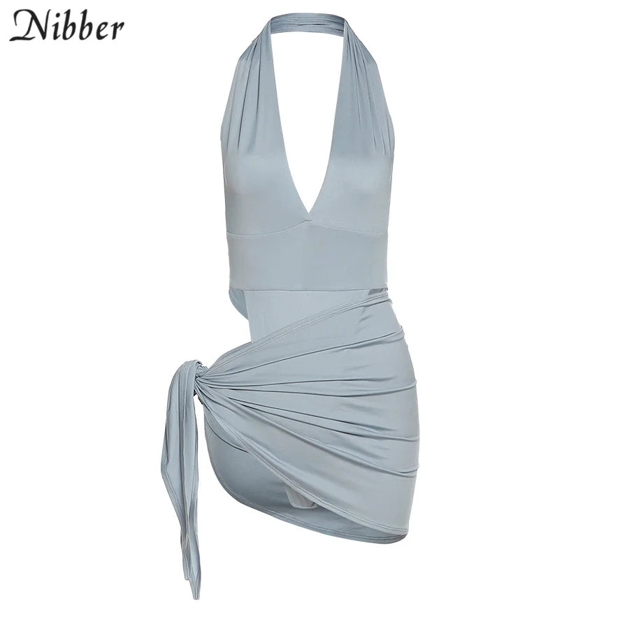 Nibber Sexy Beach Vacation Wear Basic Bikini Bodysuit Skirts 2 Two Piece Sets For Women's Clothing Suits  Swimsuit Female 2024