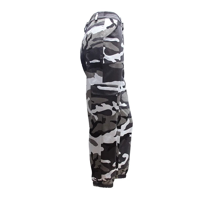 2021 Streetwear Camouflage Pants Hip Hop Cargo Pants Women High Waist Sweatpants Boyfriend Trousers Camo Pants  Pantalon Femme