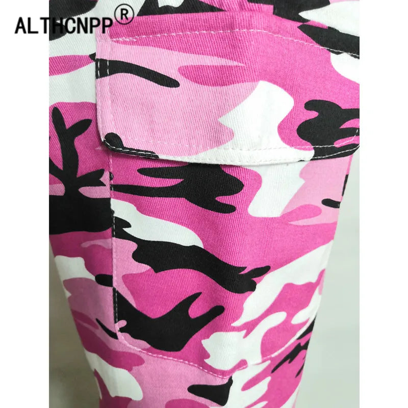 2021 Streetwear Camouflage Pants Hip Hop Cargo Pants Women High Waist Sweatpants Boyfriend Trousers Camo Pants  Pantalon Femme