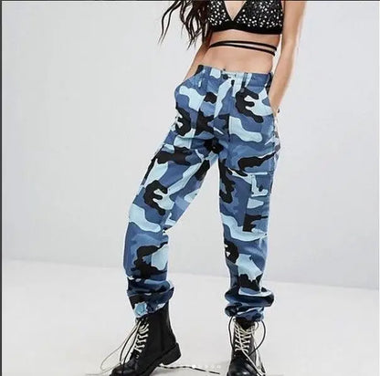 2021 Streetwear Camouflage Pants Hip Hop Cargo Pants Women High Waist Sweatpants Boyfriend Trousers Camo Pants  Pantalon Femme
