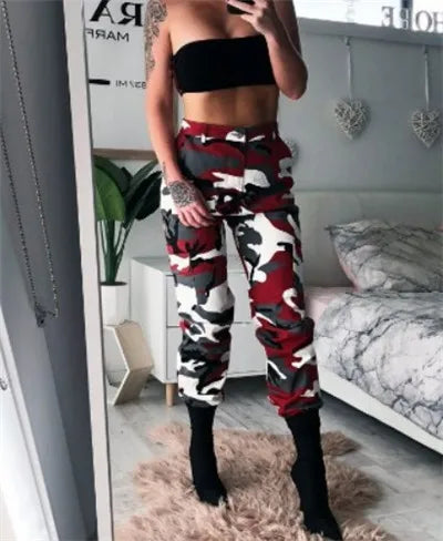 2021 Streetwear Camouflage Pants Hip Hop Cargo Pants Women High Waist Sweatpants Boyfriend Trousers Camo Pants  Pantalon Femme