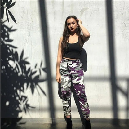 2021 Streetwear Camouflage Pants Hip Hop Cargo Pants Women High Waist Sweatpants Boyfriend Trousers Camo Pants  Pantalon Femme