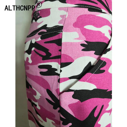 2021 Streetwear Camouflage Pants Hip Hop Cargo Pants Women High Waist Sweatpants Boyfriend Trousers Camo Pants  Pantalon Femme