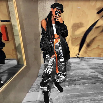 2021 Streetwear Camouflage Pants Hip Hop Cargo Pants Women High Waist Sweatpants Boyfriend Trousers Camo Pants  Pantalon Femme