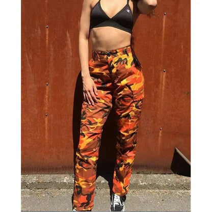 2021 Streetwear Camouflage Pants Hip Hop Cargo Pants Women High Waist Sweatpants Boyfriend Trousers Camo Pants  Pantalon Femme