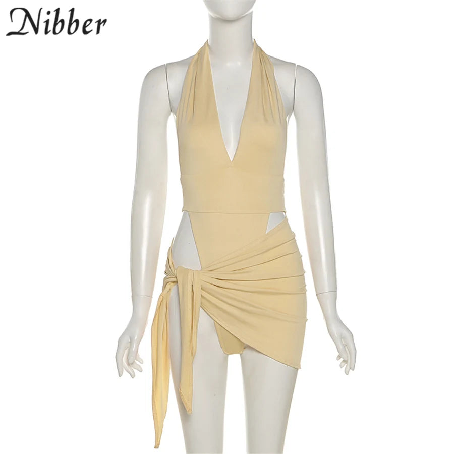 Nibber Sexy Beach Vacation Wear Basic Bikini Bodysuit Skirts 2 Two Piece Sets For Women's Clothing Suits  Swimsuit Female 2024