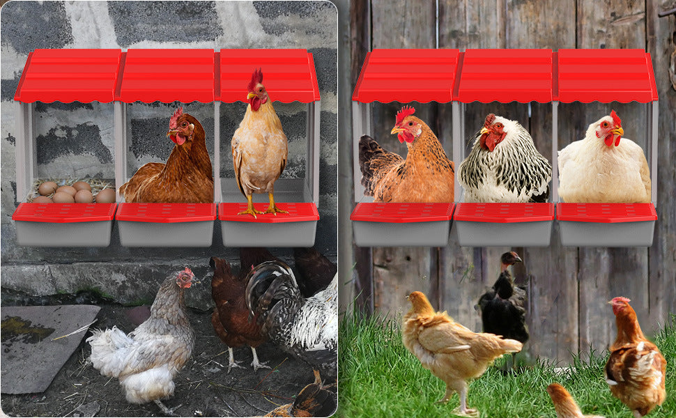 1/2/3/4 Compartment Roll Out Nesting Box for Chickens Hens | Heavy Duty Chicken Coop Nesting Box with Lid Cover to Protect Eggs