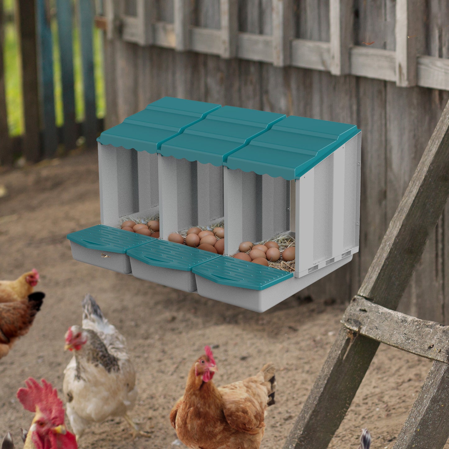 1/2/3/4 Compartment Roll Out Nesting Box for Chickens Hens | Heavy Duty Chicken Coop Nesting Box with Lid Cover to Protect Eggs