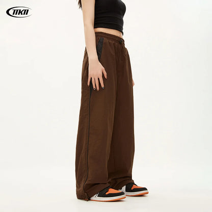 Y2K Vintage Fashion Loose Pant 2024 Casual Street Hip Hop Baggy Pants High Waist Wide Leg Trousers Solid Joggers Women Clothes