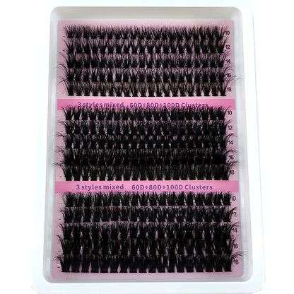 15Rows DIY 5D Fluffy Lash Clusters 60D/80D/100D Thick Eyelash Clusters Wispy Individual Lashes 10-20mm Cluster Eyelash Extension