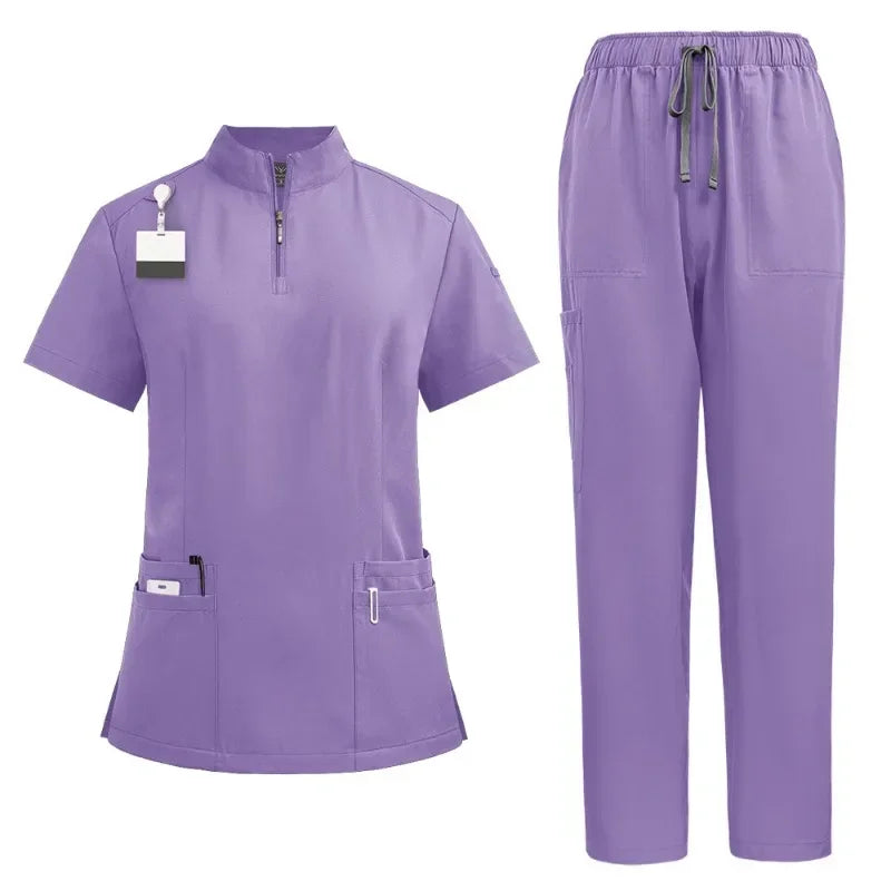 Medical Doctor Nurse Surgical Uniforms Woman Scrub Set Beauty Salon Work Wear Clinical Scrubs Top-Pants Spa Nursing Tunic Suit