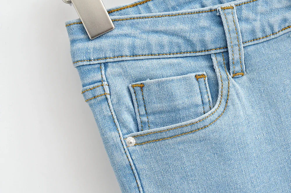 2022 Spring Autumn Sexy Low Waist Floor Length Burr Cuff Flare Jeans Women Vintage Stretch Denim Pants Streetwear Long Trousers