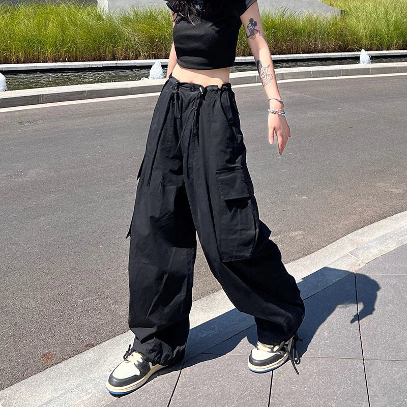 Y2K Cargo Pants Women Oversized Wide Leg Sweatpants Streetwear High Waist Baggy Joggers Harajuku Hip Hop Casual Sports Trousers